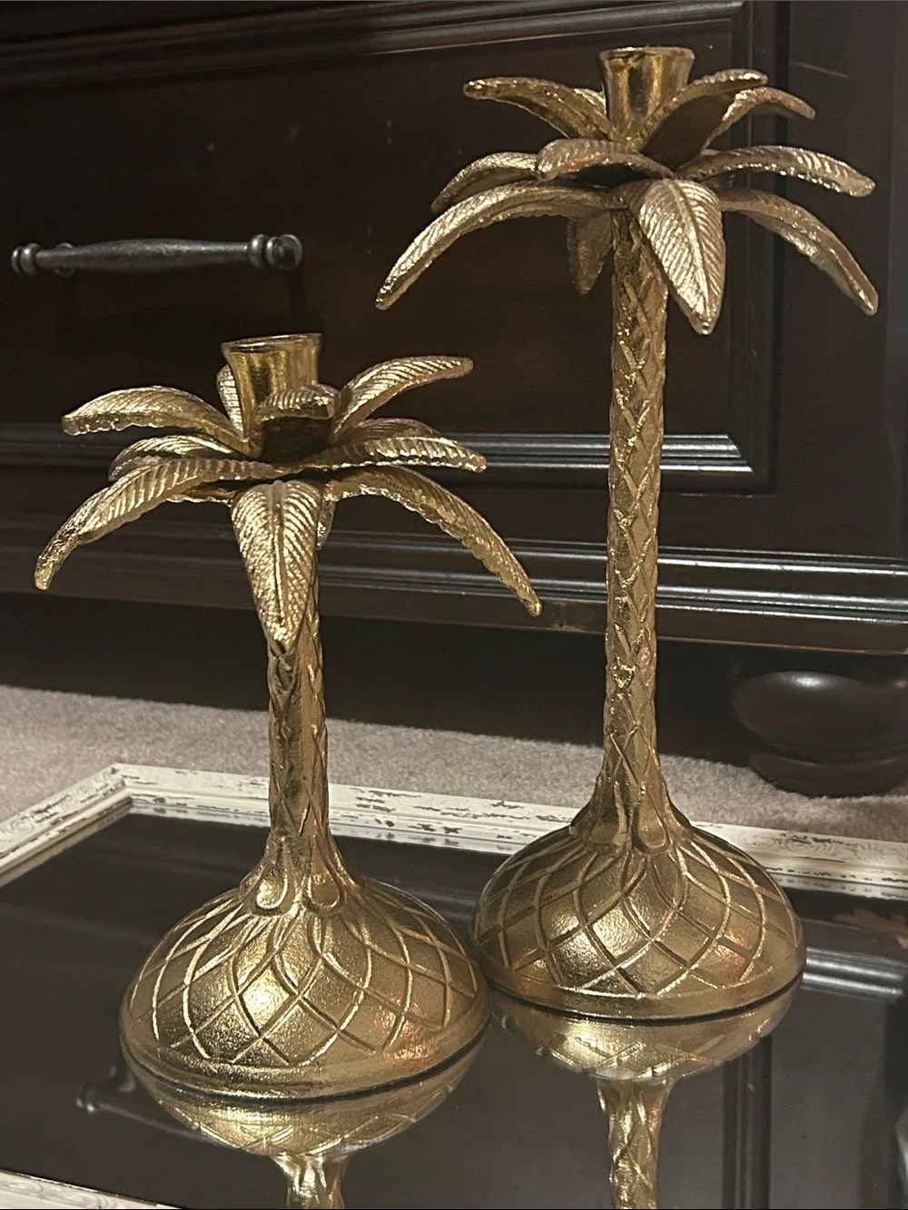 Kirkland Signature Gold Palm Tree Candle Holders - Pair